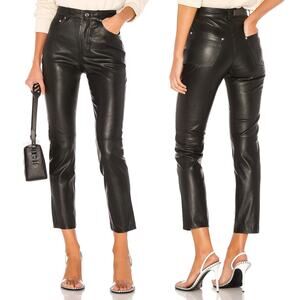 GRLFRND NWT Shiloh High Rise Black Leather Pants Women’s 23